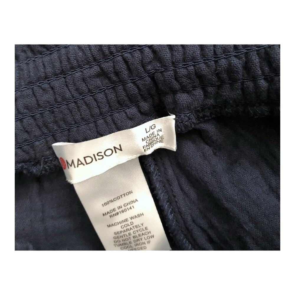 89th & Madison Pants Womens L Navy Blue Cotton Wide Leg Cropped Gaucho NWT - Picture 5 of 6